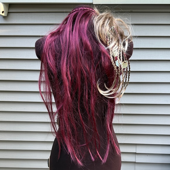 Other - Vibrant Burgundy Headband and Blonde Scrunchie With Hair Extensions - Set of 2